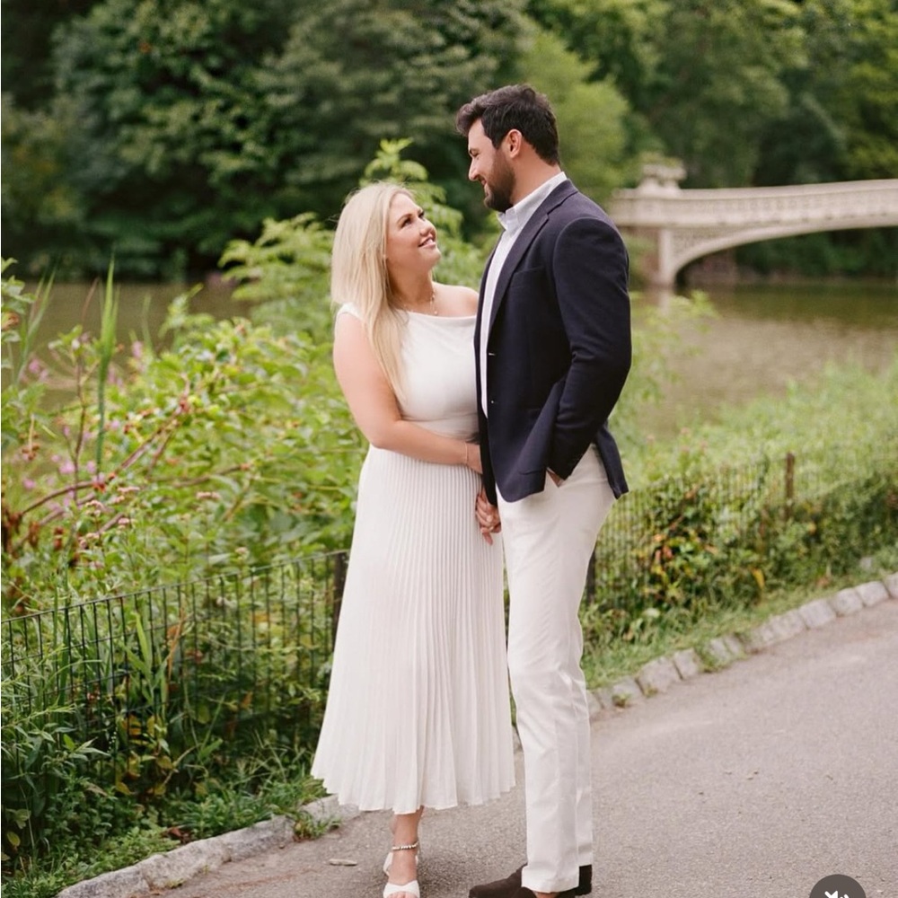 Worn once! Elegant White Pleated Dress